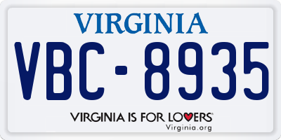 VA license plate VBC8935