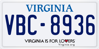 VA license plate VBC8936