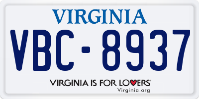 VA license plate VBC8937