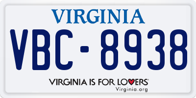 VA license plate VBC8938
