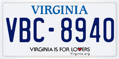 VA license plate VBC8940