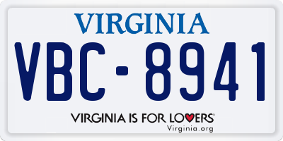 VA license plate VBC8941