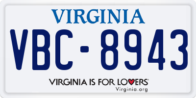 VA license plate VBC8943