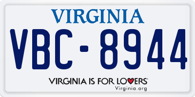 VA license plate VBC8944