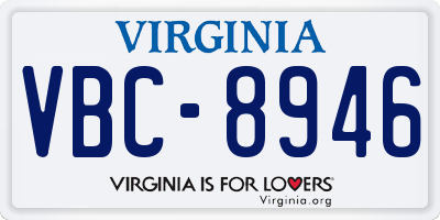 VA license plate VBC8946