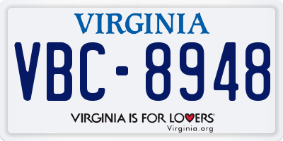 VA license plate VBC8948