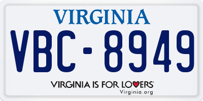 VA license plate VBC8949