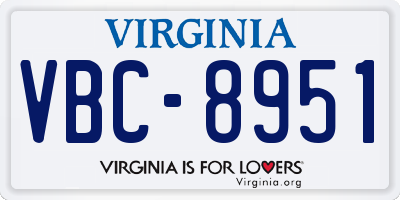 VA license plate VBC8951