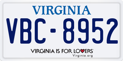 VA license plate VBC8952