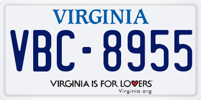 VA license plate VBC8955