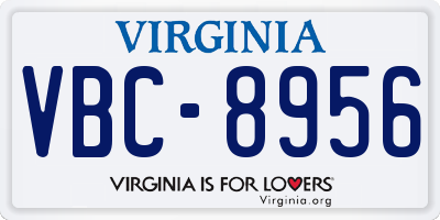 VA license plate VBC8956