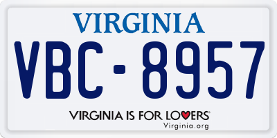 VA license plate VBC8957