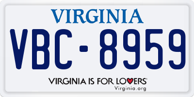 VA license plate VBC8959