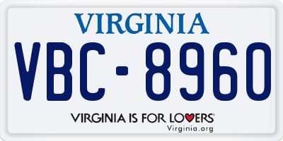 VA license plate VBC8960