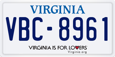 VA license plate VBC8961