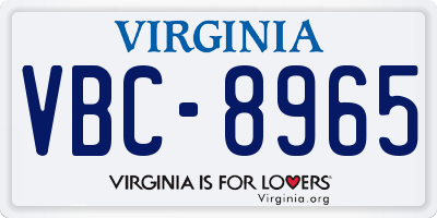 VA license plate VBC8965