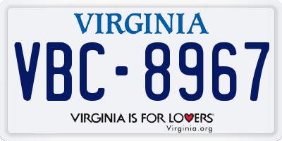 VA license plate VBC8967