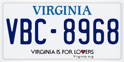 VA license plate VBC8968