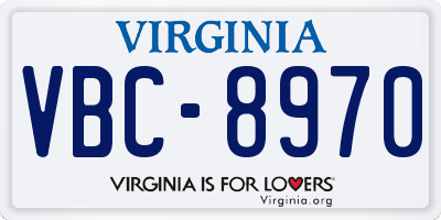 VA license plate VBC8970