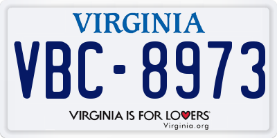 VA license plate VBC8973