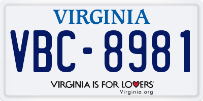 VA license plate VBC8981