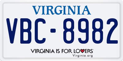 VA license plate VBC8982