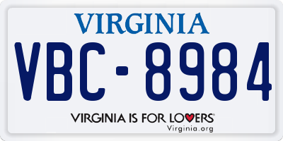 VA license plate VBC8984