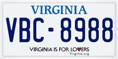 VA license plate VBC8988