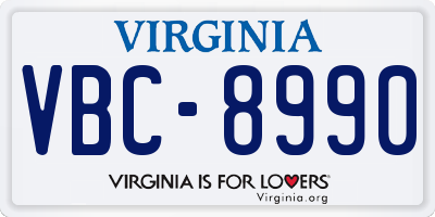 VA license plate VBC8990