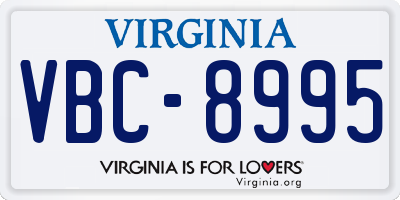 VA license plate VBC8995