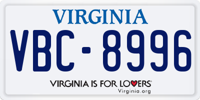 VA license plate VBC8996