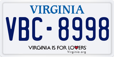 VA license plate VBC8998
