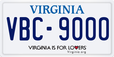 VA license plate VBC9000