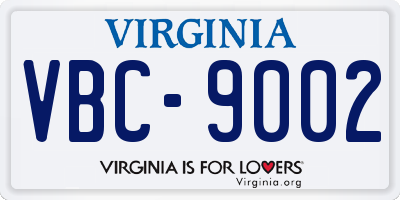 VA license plate VBC9002