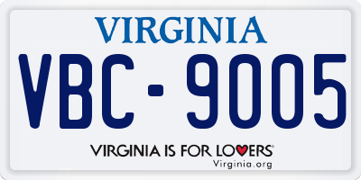 VA license plate VBC9005