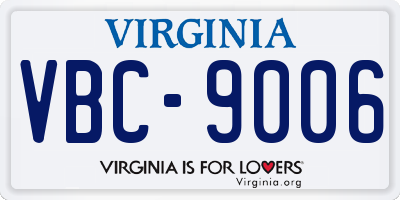 VA license plate VBC9006