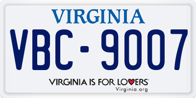 VA license plate VBC9007