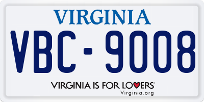 VA license plate VBC9008