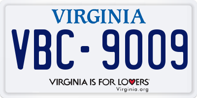 VA license plate VBC9009