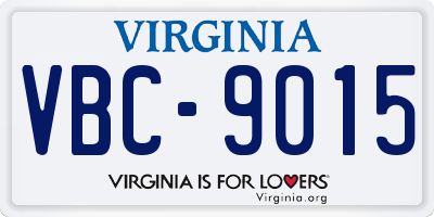 VA license plate VBC9015