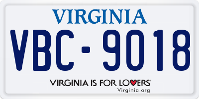 VA license plate VBC9018