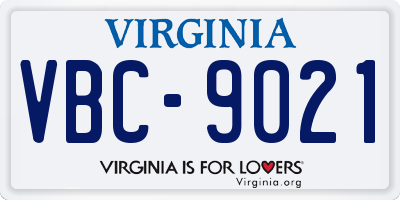 VA license plate VBC9021