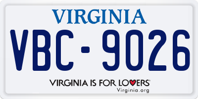VA license plate VBC9026