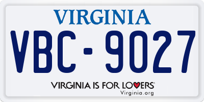 VA license plate VBC9027