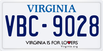 VA license plate VBC9028