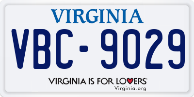 VA license plate VBC9029