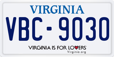 VA license plate VBC9030