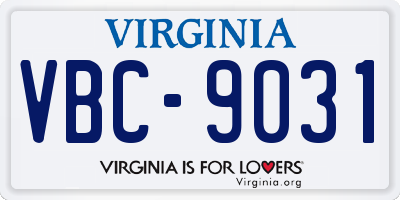 VA license plate VBC9031