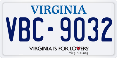 VA license plate VBC9032