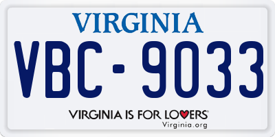 VA license plate VBC9033